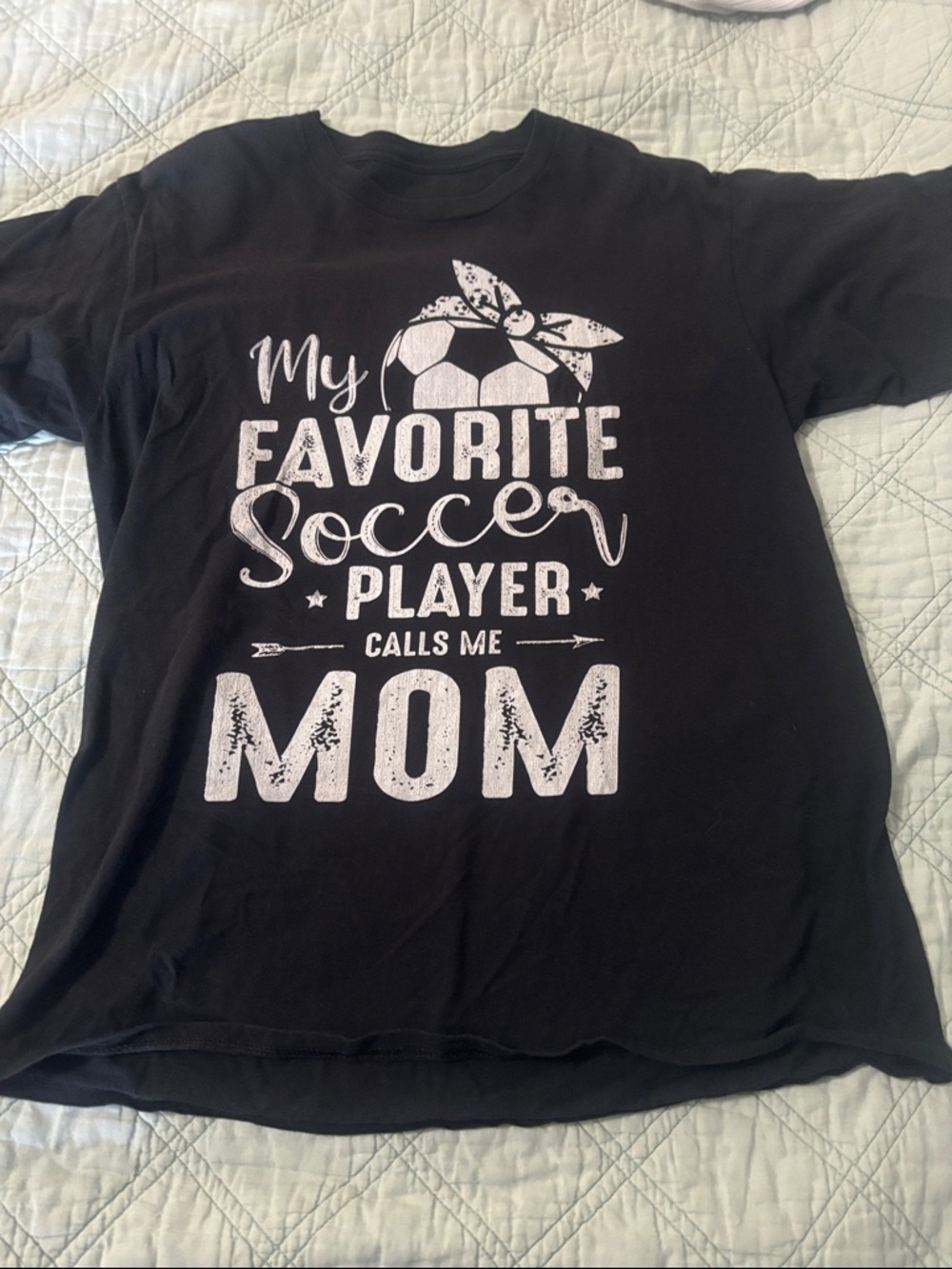 Black "My Favorite Soccer Player Calls Me Mom" Graphic Tee